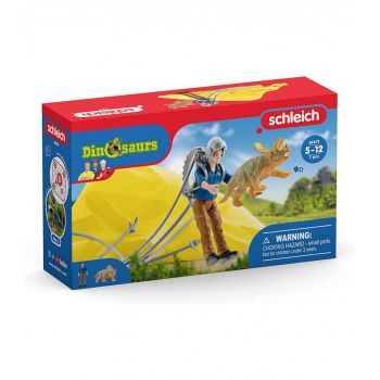 Set de joaca Schleich 41471 - Salvarea Lui Dino Cu Parasuta, 7 piese, 3 ani+