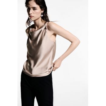 Bluza cu aspect de satin - fara maneci Uni