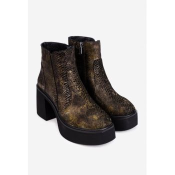 Botine dama deosebite din piele cu model snake print