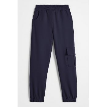 Pantaloni de trening din amestec de bumbac cu talie elastica