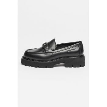 Pantofi loafer de piele cu toc masiv