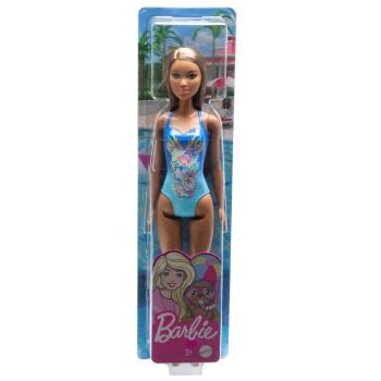 Papusa Barbie Beach Dark Skin With Flowers Blue Swimsuit (hdc51)