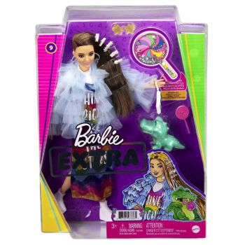 Papusa Barbie Blue Coat & Rainbow Dress (gyj78)