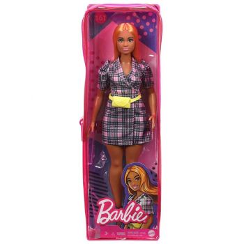 Papusa Barbie Fashionistas Puff Sleeve Plaid Blazer Dress (grb53)