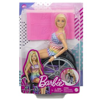 Papusa Barbie Blonde With Wheelchair & Ramp (hjt13)