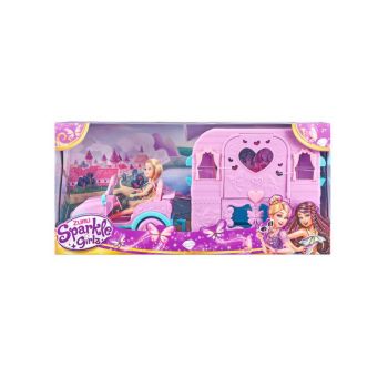 Papusa Sparkle Girlz & Jeep With Caravan (100176)