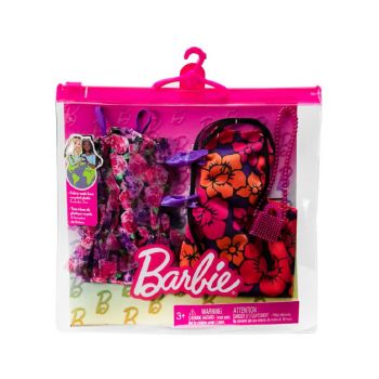 Set Barbie Fashions 2-pack Clothing Dressy Floral-themed & Accessory (hjt35)