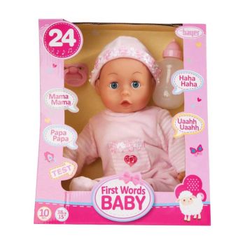 Papusa Bayer First Word Baby Soft Pink 38cm (93824aa)