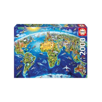 Educa Puzzle 2000 World Landmarks Globus (017129)