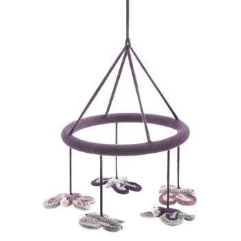 Smallstuff Hanging Mobile Butterflies Aubergine/silver