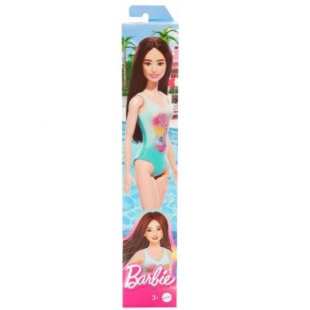 Barbie: Beach Black Hair Doll Wearing Tropical Blue Swimsuit (hxx51)