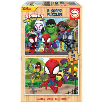 Educa 2x25 Spidey & His Amazing Friends Wood Puzzles (80-19289)