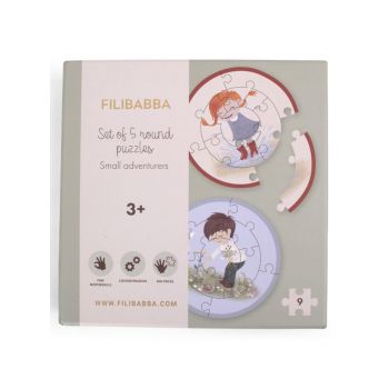 Filibabba Set Of 5 Round Puzzles Small Adventurers (fi-03321)