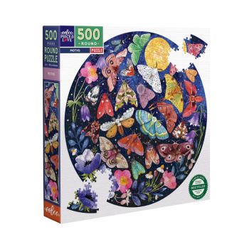 Puzzle Eeboo Round 500pc Moths (epzfmot)