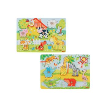 Puzzle Goki Farm Animals & African Baby Animals Lift-out (1240193/1240209)