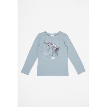 Bluza de bumbac cu imprimeu cu unicorn