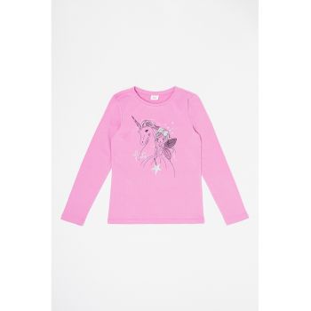 Bluza de bumbac cu imprimeu cu unicorn