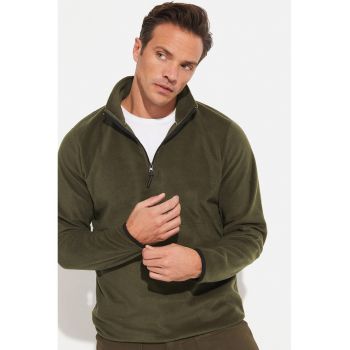 Bluza de trening din material fleece cu fermoar scurt