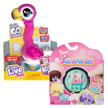 Pachet - Jucarie interactiva Flamingo Little Live Pets - Gotta go + Jucarie Digitala Interactiva, Punirunes, Squishy Bff