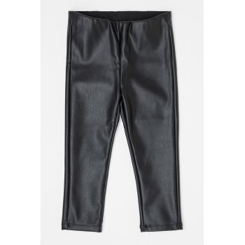 Pantaloni de piele ecologica cu talie elastica