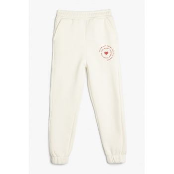 Pantaloni de trening cu imprimeu text