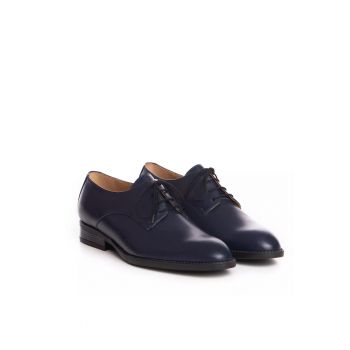 Pantofi barbati model 001 piele naturala box bleumarin