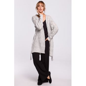 Cardigan ajurat cu cordon -