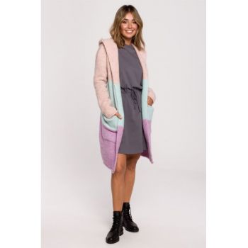 Cardigan colorblock cu buzunare aplicate -