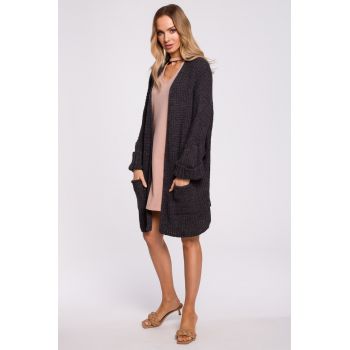 Cardigan cu buzunare aplicate -