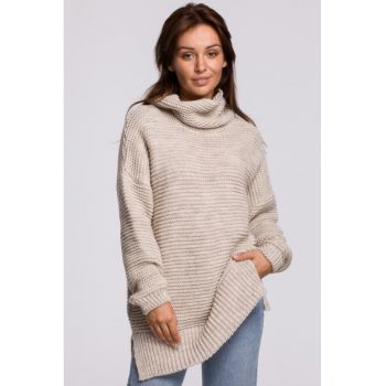 Pulover oversize cu guler turtleneck -