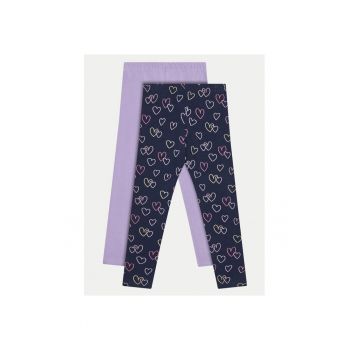 Set 2 perechi pantaloni copii - 832858 - Violet - Bumbac