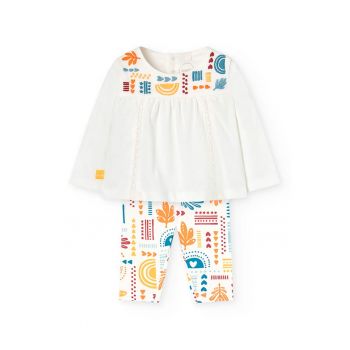 Set de pantaloni din amestec de bumbac si bluza - 2 piese