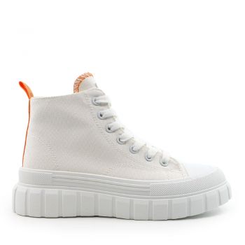 Sneakers high top femei Thezeus albi din canvas 373dgs23100a