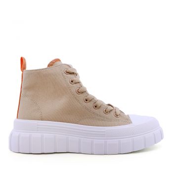 Sneakers high top femei Thezeus bej din canvas 3739DGS23100BE