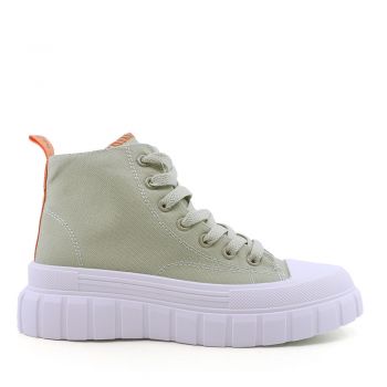 Sneakers high top femei Thezeus verzi din canvas 3739DGS23100V