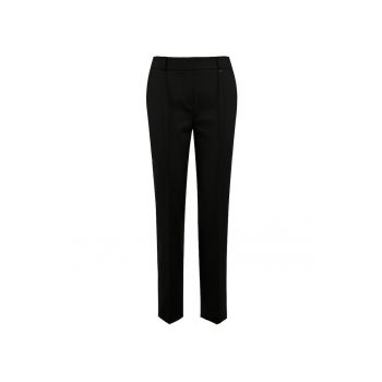 Pantaloni conici cu pliu frontal - Negru - 3XL