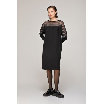 Rochie midi cu segmente semitransparente