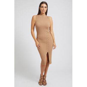 Rochie striata cu slit lateral