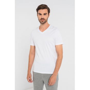 Tricou din bumbac organic cu decolteu in V