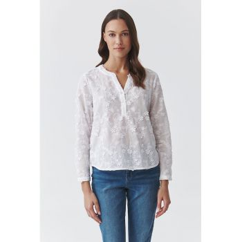 Bluza de bumbac cu broderie florala