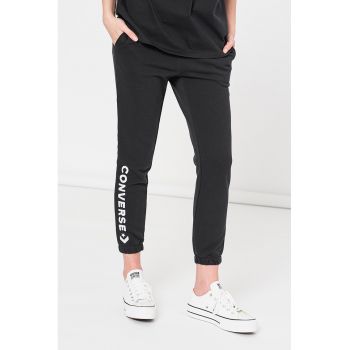 Pantaloni cu imprimeu logo contrastant pentru fitness