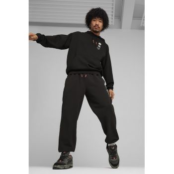 Pantaloni de trening din amestec de bumbac cu snururi pentru ajustare