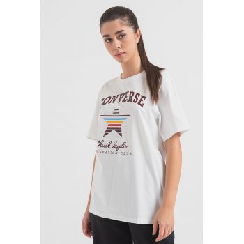 Tricou unisex din bumbac cu imprimeu logo Retro