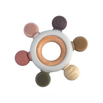 Magni Teether Rudder With Wooden Center Ring Multi Colored (5547)