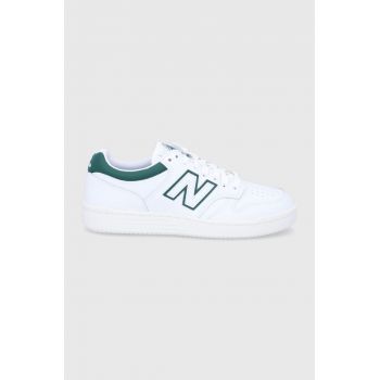 New Balance Ghete de piele BB480LGT culoarea alb