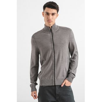 Cardigan regular fit din amestec de lana cu fermoar Avac