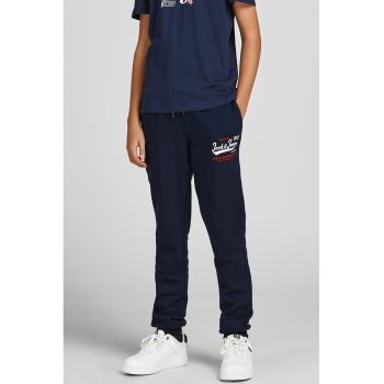 Pantaloni sport cu snur de ajustare si logo