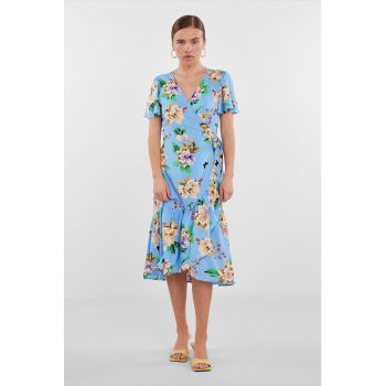 Rochie cu croiala petrecuta si imprimeu floral