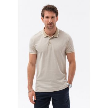 Tricou polo S1618 - Barbati - Bumbac - Cu elemente contrastante - Bej melange - 2XL