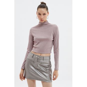 Bluza crop cu aspect stralucitor